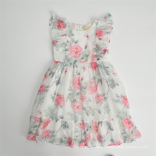 Chiffon Flower Short Sleeve Girls Princess Dress